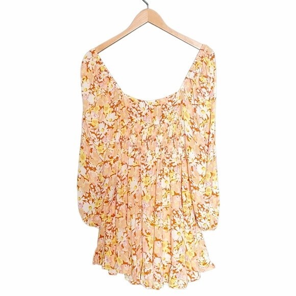 NWT L*Space Cassidy Long Sleeve Flowy Peasant Dress Yellow Floral Small NEW - Picture 3 of 12